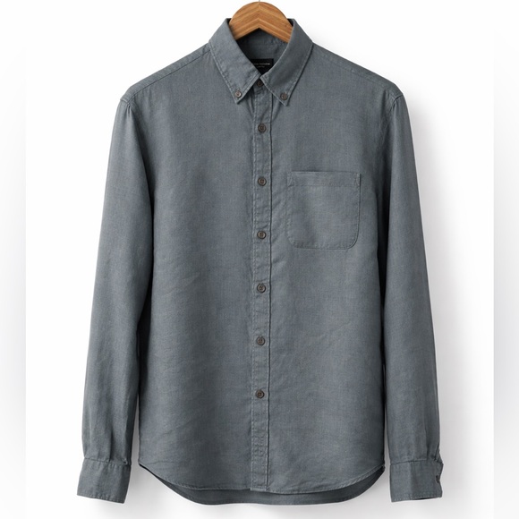 Club Monaco Other - Club Monaco 100% Linen Slim Fit Button Down Shirt Men’s Small Blue Gray